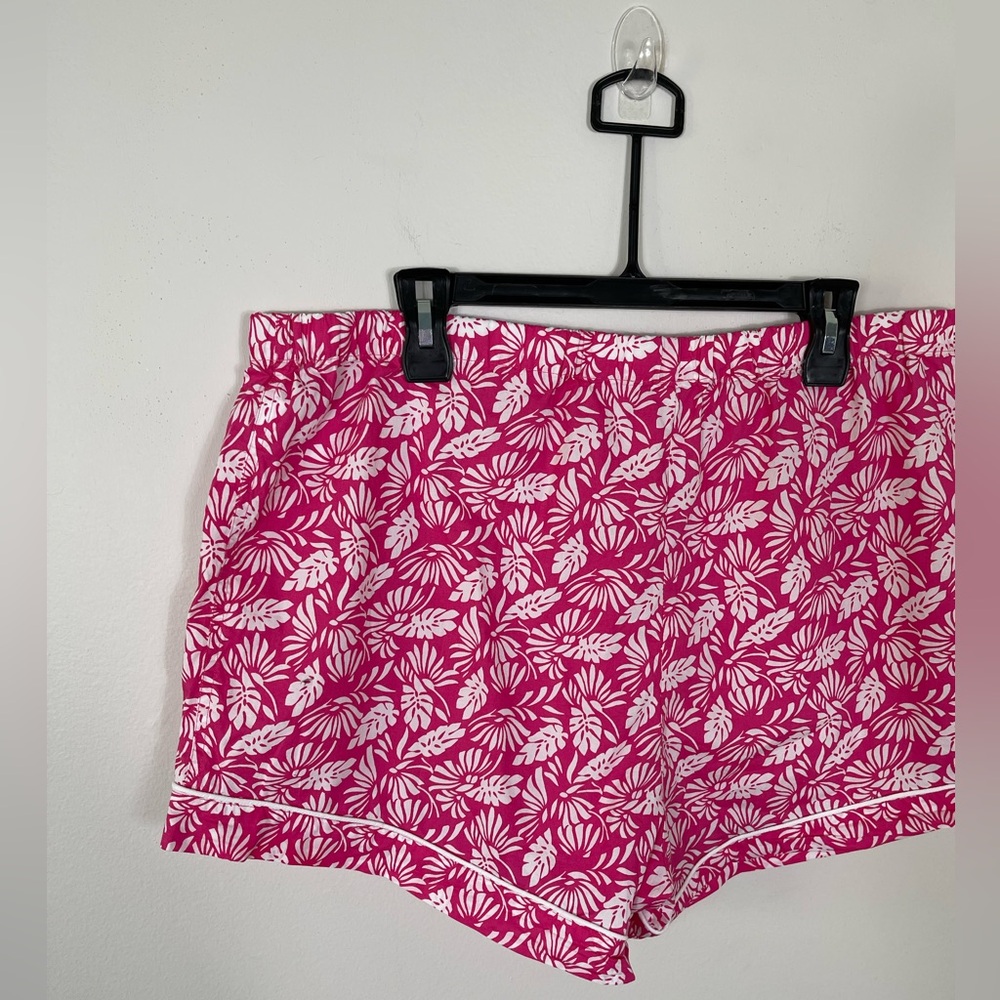 J. Crew Pink Fuchsia White Floral Elastic Waistband Shorts Cotton Summer XL - Picture 6 of 11